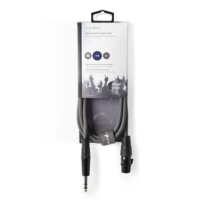 Nedis COTH15110GY15 félprofi audio kábel, 6.35mm sztereo jack - 3p XLR aljzat, 1,5m