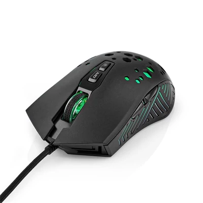 Nedis GMWD410BK gamer egér, 800 / 1200 / 2400 / 3200 / 4800 / 7200 dpi  | Gombok száma: 7 | Programozható gombok, RGB