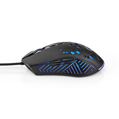 Nedis GMWD410BK gamer egér, 800 / 1200 / 2400 / 3200 / 4800 / 7200 dpi  | Gombok száma: 7 | Programozható gombok, RGB
