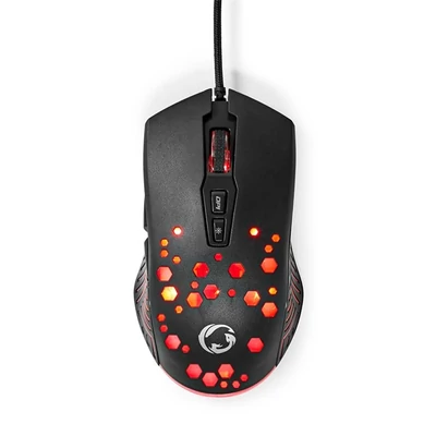 Nedis GMWD410BK gamer egér, 800 / 1200 / 2400 / 3200 / 4800 / 7200 dpi  | Gombok száma: 7 | Programozható gombok, RGB