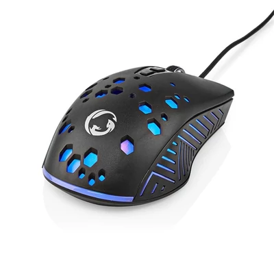 Nedis GMWD410BK gamer egér, 800 / 1200 / 2400 / 3200 / 4800 / 7200 dpi  | Gombok száma: 7 | Programozható gombok, RGB