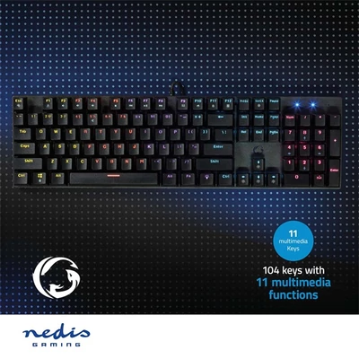 Nedis GKBDM110BKUS gamer billentyűzet, USB,Mechanikus gombok | LED | QWERTY | Amerikai kiosztás
