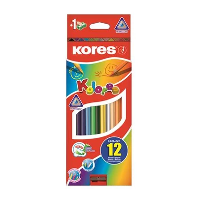 Színes ceruza készlet, háromszögletű, KORES 