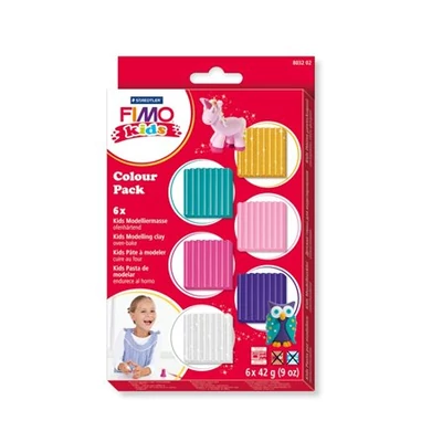 Gyurma készlet, 6x42 g, égethető, lányoknak, FIMO 