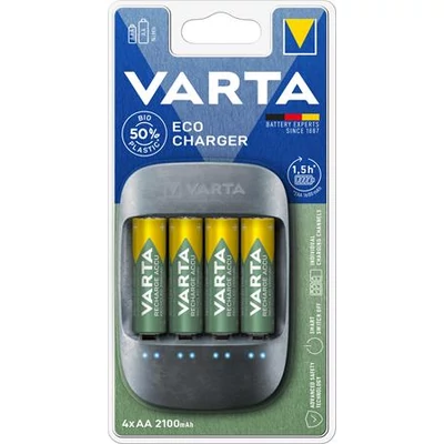 Elemtöltő, AA ceruza/AAA mikro, 4x2100 mAh, VARTA