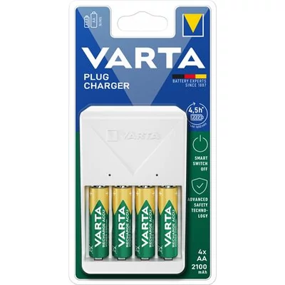 Elemtöltő, AA/AAA, 4x2100 mAh AA, VARTA 