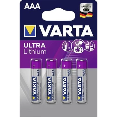 Elem, AAA mikro, 4 db, lítium, VARTA 