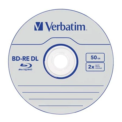 BD-RE BluRay lemez, kétrétegű, újraírható, 50GB, 2x, 1db, normál tok, VERBATIM