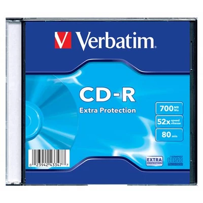 CD-R lemez, 700MB, 52x, 1 db, vékony tok, VERBATIM 