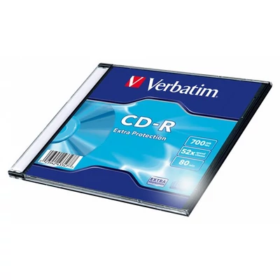 CD-R lemez, 700MB, 52x, 1 db, vékony tok, VERBATIM 