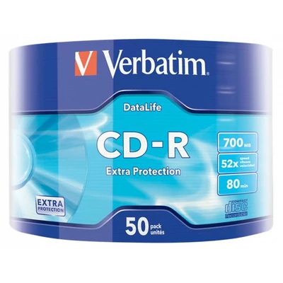 CD-R lemez, 700MB, 52x, 50 db, zsugor csomagolás, VERBATIM 