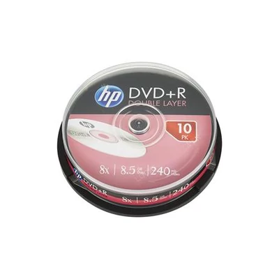 DVD+R lemez, kétrétegű, 8,5GB, 8x, 10 db, hengeren, HP