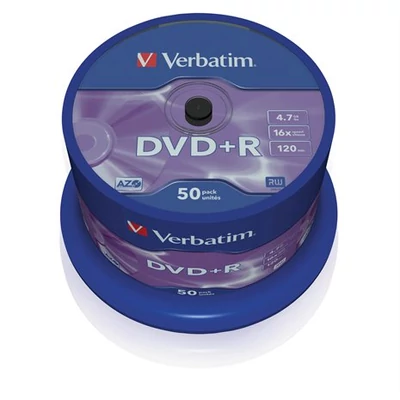 DVD+R lemez, AZO, 4,7GB, 16x, 50 db, hengeren, VERBATIM