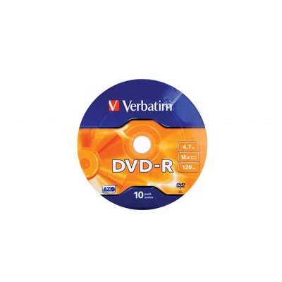 DVD-R lemez, 4,7GB, 16x, 10 db, zsugor csomagolás, VERBATIM
