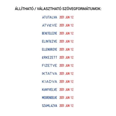 Dátum- és szövegbélyegző, 12 féle szöveggel, COLOP 