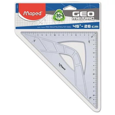 Háromszög vonalzó, műanyag, 45°, 26 cm, MAPED 