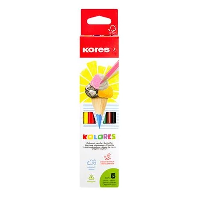 Színes ceruza készlet, háromszögletű, KORES 